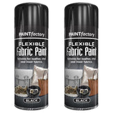 2X Black Flexible Fabric & Vinyl Spray Paint 200ml Spray Paint